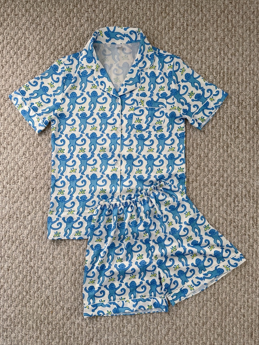 Blue Monkey Satin Pajama Set - Picture 2 of 4